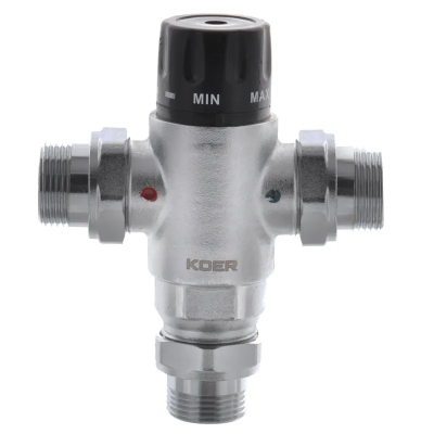 Клапан смесительный KR-1258/3/4''/термостатический/трехходовой/с накидн. гайками (KR2818) Клапан смесительный KR-1258/3/4''/термостатический/трехходовой/с накидн. гайками (KR2818)